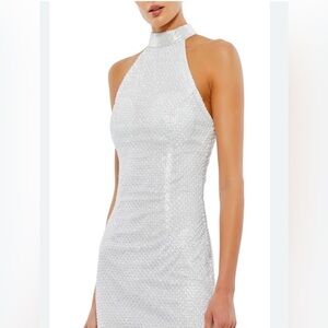 Mac Duggal wedding white beaded gown